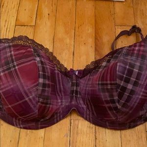 Cleo by Panache purple plaid bra, 38G